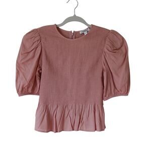 Women's Express Pink Ruched Peplum Top Shirt XS